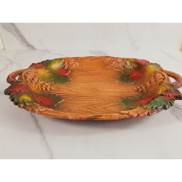 Serving Tray Dish Fall Leaves & Grapes 70's Multi Products 12" x 9" Fruit Bowl - Picture 6 of 13
